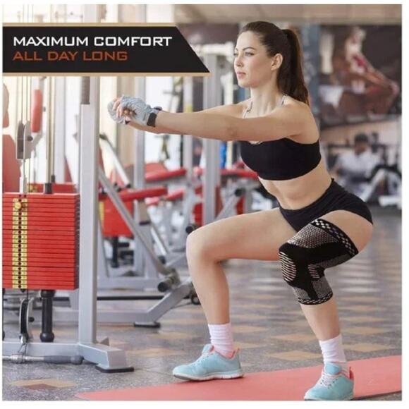 SYMLYST Copper Knee Brace Compression Sleeve with Side Spring Stabilizer - Picture 3 of 3